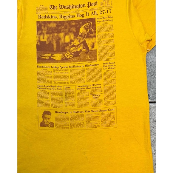 "Redskins News Headline" Tee (XS/S) - 1980s - Picture 2 of 2